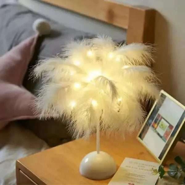 1PC Feather Table Lamp Table Indoor Decorative Light Room Night Lighting Romantic Gift Birthday  Lights - Image 3