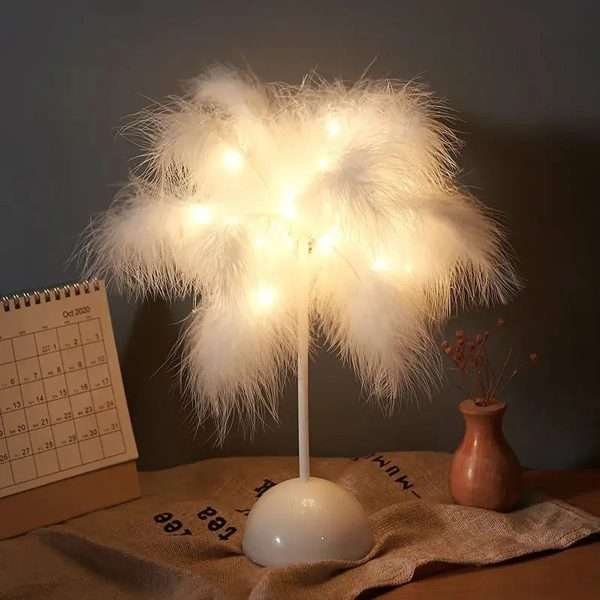 1PC Feather Table Lamp Table Indoor Decorative Light Room Night Lighting Romantic Gift Birthday  Lights - Image 7