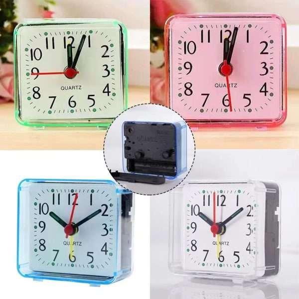 1pc Square Crystal Alarm Clock Candy Colored Student Bedroom Bedside Small Alarm Clock With Beeping Sound Electronic Clock Backl - Image 2