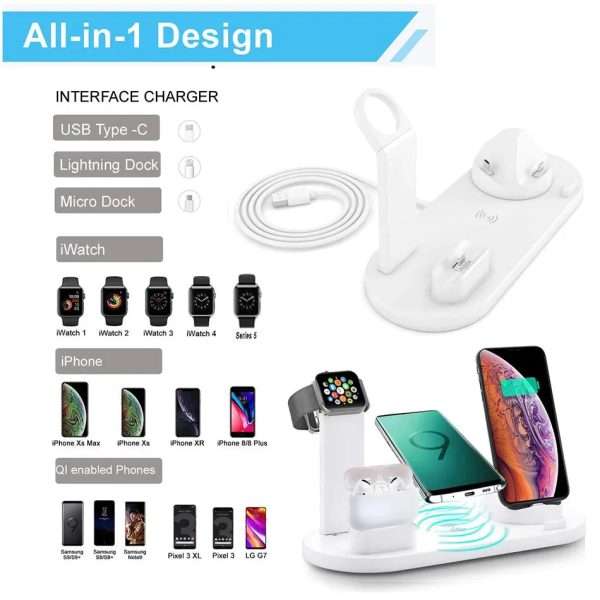 40W Fast Wireless Charger Stand For iPhone 15 14 13 X 8 Apple Watch 7 in 1 Foldable Charging Dock Station for Airpods Pro iWatch - Image 2