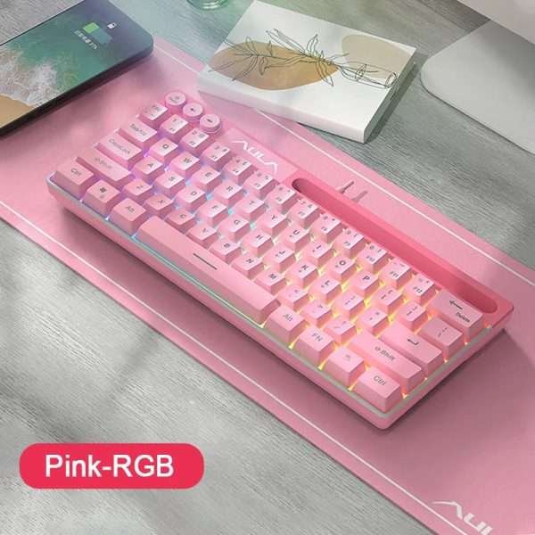 AULA F3061 RGB 61 Keys Membrang Wired Keyboard USB Gaming computer for Laptop Connection Pc gamer Small size Keypad pink blue - Image 2