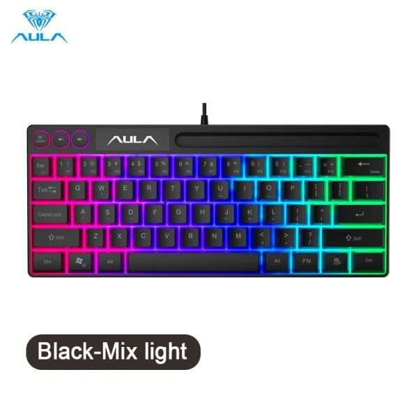 AULA F3061 RGB 61 Keys Membrang Wired Keyboard USB Gaming computer for Laptop Connection Pc gamer Small size Keypad pink blue - Image 4