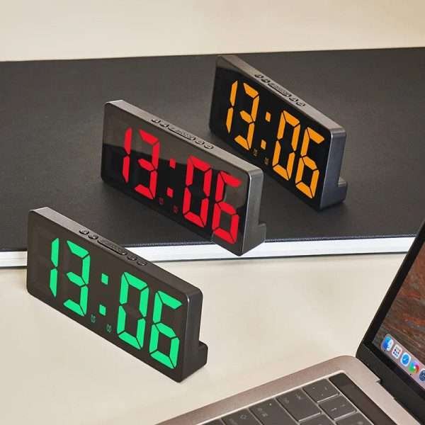 Acrylic/Mirror Digital Alarm Clock Voice Control (Powered By Battery) Table Clock Snooze Night Mode 12/24H Electronic LED Clocks - Image 6