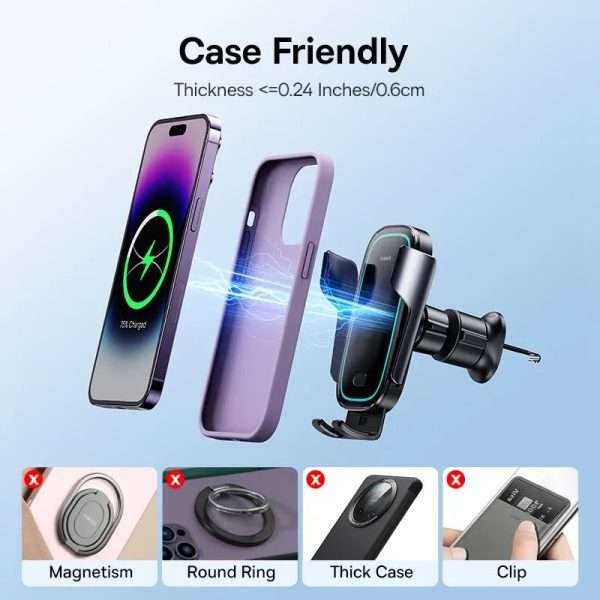 Automatic Alignment Car Phone Holder Wireless Charger For Samsung iPhone Xiaomi Phone Holder Car Holder Air Vent Holder - Image 2