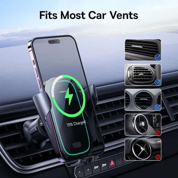 Automatic Alignment Car Phone Holder Wireless Charger For Samsung iPhone Xiaomi Phone Holder Car Holder Air Vent Holder