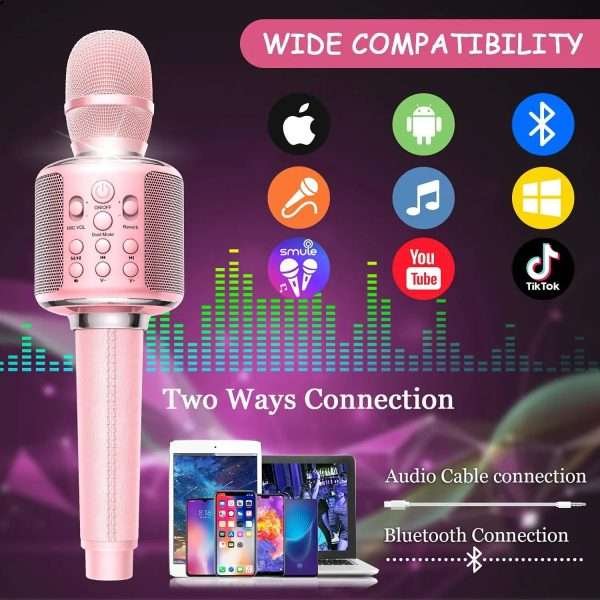 Bluetooth Microphone  Karaoke Portable  Home Wireless Singing Machine with Duet Sing/ - Image 2