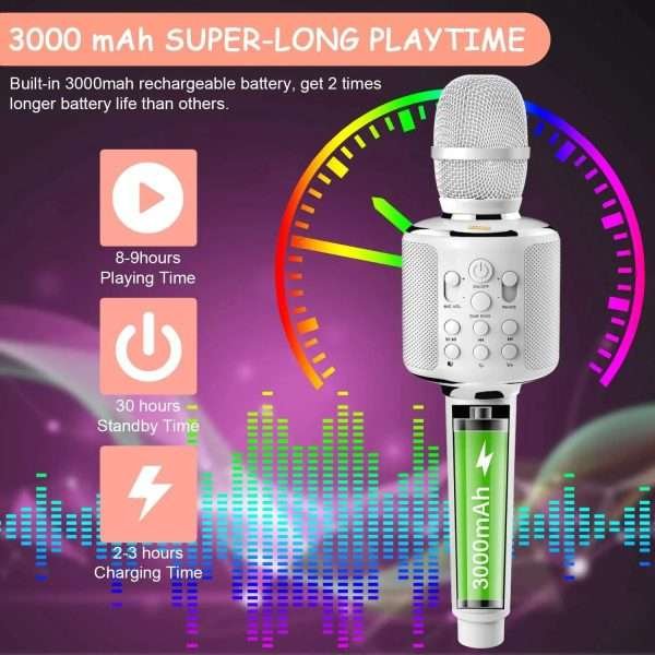 Bluetooth Microphone  Karaoke Portable  Home Wireless Singing Machine with Duet Sing - Image 5