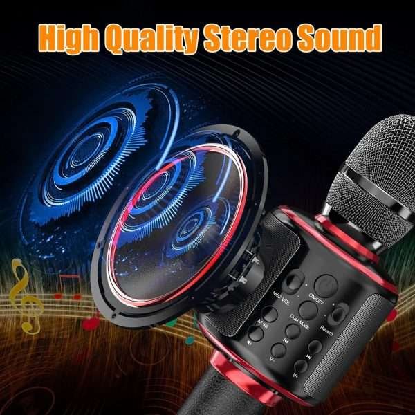 Bluetooth Microphone  Karaoke Portable  Home Wireless Singing Machine with Duet Sing - Image 4