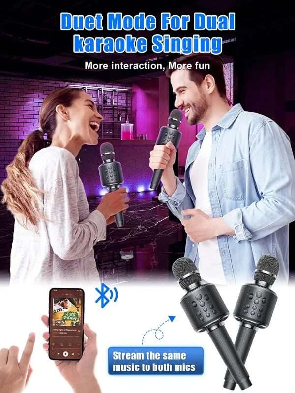 Bluetooth Microphone  Karaoke Portable  Home Wireless Singing Machine with Duet Sing/ - Image 3