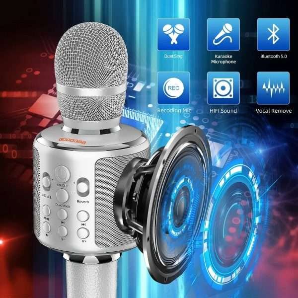 Bluetooth Microphone  Karaoke Portable  Home Wireless Singing Machine with Duet Sing/ - Image 4