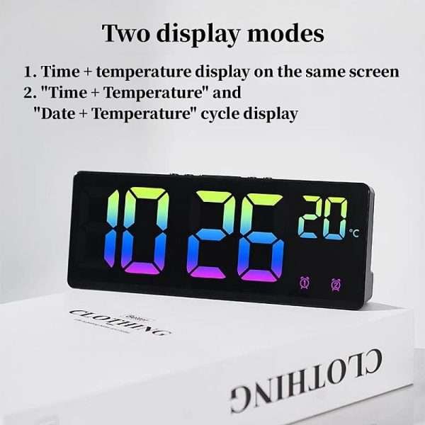 Colorful Digital Alarm Clock Voice Control Temperature Date Dual Alarm Snooze Table Clock Night Mode 12/24H LED Clock Watch - Image 5