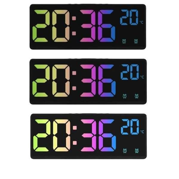 Colorful Digital Alarm Clock Voice Control Temperature Date Dual Alarm Snooze Table Clock Night Mode 12/24H LED Clock Watch - Image 4