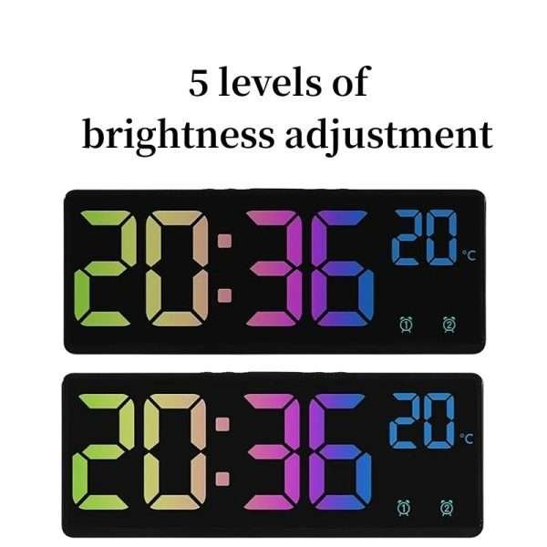 Colorful Digital Alarm Clock Voice Control Temperature Date Dual Alarm Snooze Table Clock Night Mode 12/24H LED Clock Watch - Image 3