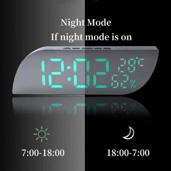 Digital Alarm Clock Temperature Humidity Date 3 Alarms 2 Display Mode Unlimited Snooze - Image 5