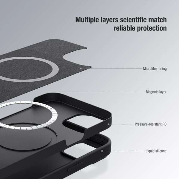 Liquid Silicone Slide Camera Protection Magnetic Phone Case For iPhone - Image 2