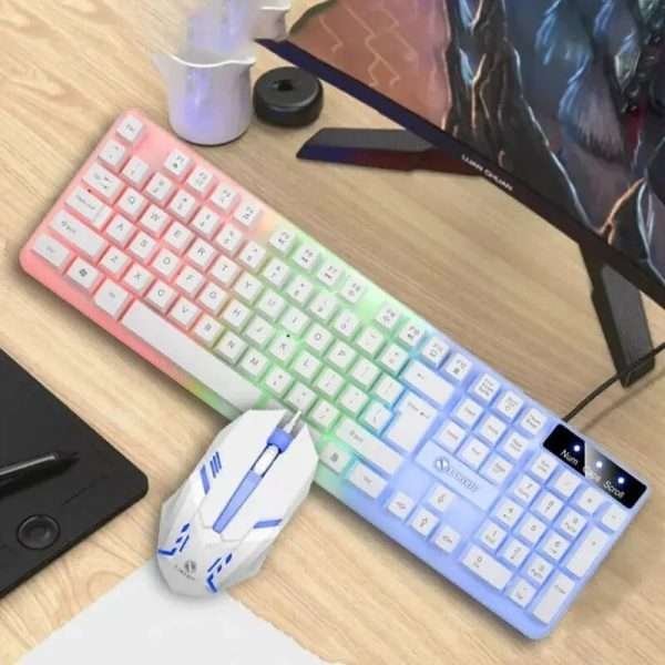 GTX350 Gaming Keyboard Mouse Set Floating Mechanical Sensation Esports Game Keyboard Cover White Black USB Interface