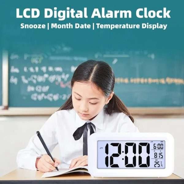 LCD Digital Alarm Clock With Indoor Temperature