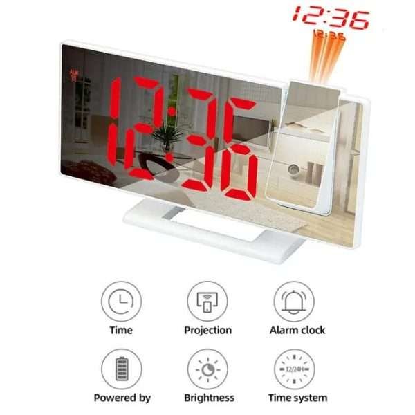 LED Digital Alarm Clock Bedroom Electric Alarm Clock with Projection FM Radio Time Projector Bedroom Bedside Clock - Image 16