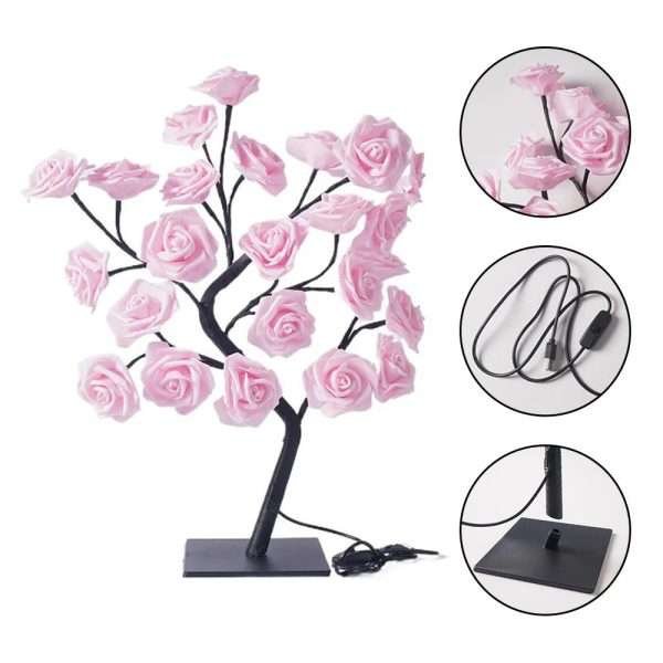 LED Table Lamp Rose Flower Tree USB LED Table Night Light - Image 2