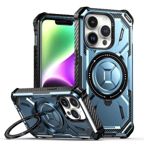 MagSafe Magnetic Shock Absorption Full Body Phone Case With 360° Rotatable Kickstand For iPhone - Image 9