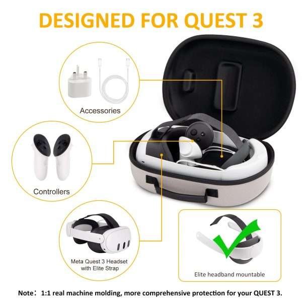 New Travel Carrying Case for Meta Quest 3 Headset Controllers EVA Hard Shell Storage Bag with Mesh for Meta Quest3 VR Accessorie - Image 2