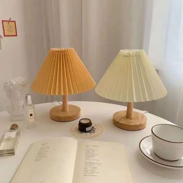 Nordic Pleated Table Lamp DIY Foldable 5V USB 220V Art Atmosphere Bedroom Bedside Night Light Home Decorate