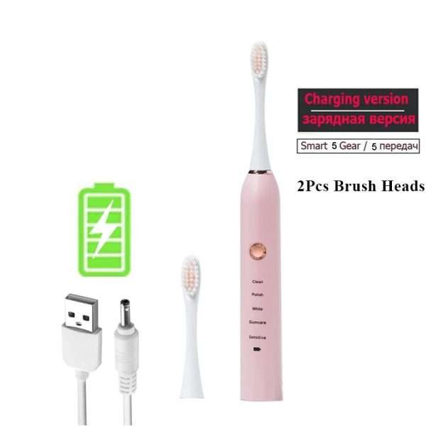 Rechargeable Electric Toothbrush Black White Sonic Remove Tartar Oral Hygiene IPX7 Waterproof with Replacement Head Gift Aldult - Image 35