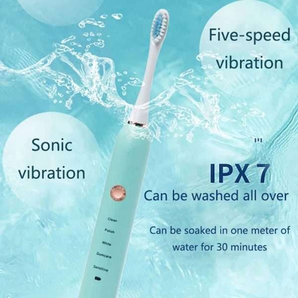 Rechargeable Electric Toothbrush Black White Sonic Remove Tartar Oral Hygiene IPX7 Waterproof with Replacement Head Gift Aldult - Image 23