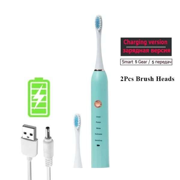 Rechargeable Electric Toothbrush Black White Sonic Remove Tartar Oral Hygiene IPX7 Waterproof with Replacement Head Gift Aldult - Image 34