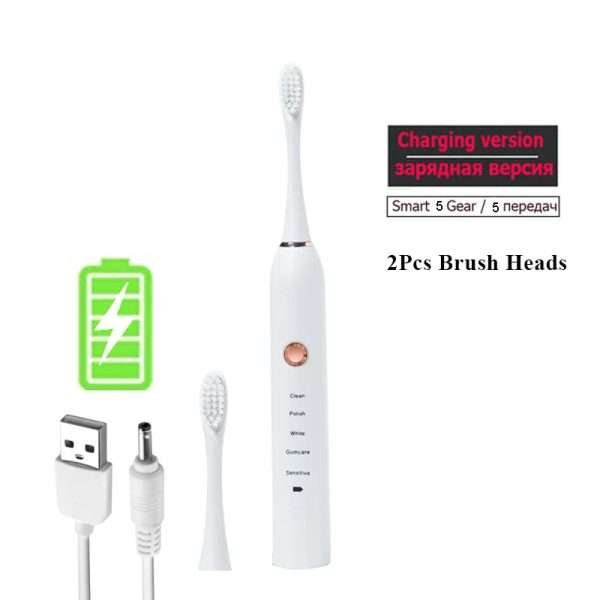 Rechargeable Electric Toothbrush Black White Sonic Remove Tartar Oral Hygiene IPX7 Waterproof with Replacement Head Gift Aldult - Image 33