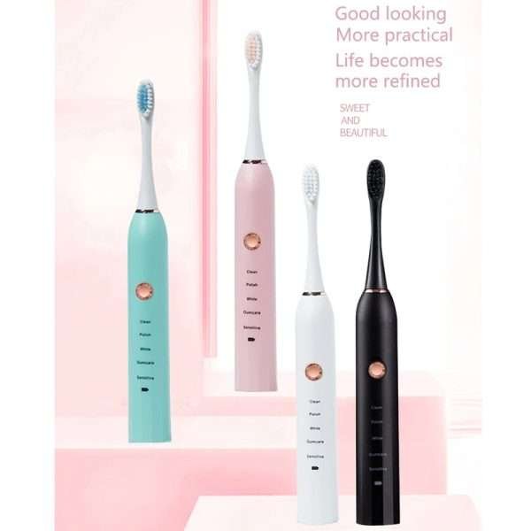 Rechargeable Electric Toothbrush Black White Sonic Remove Tartar Oral Hygiene IPX7 Waterproof with Replacement Head Gift Aldult - Image 27