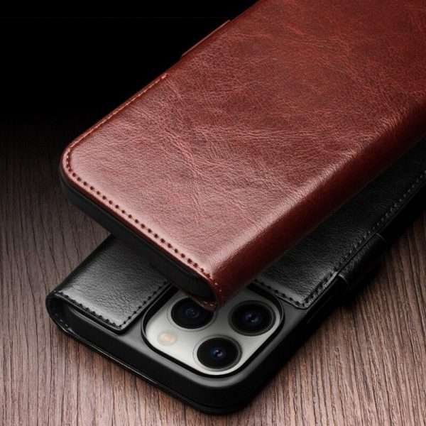 Genuine Leather Flip Phone Case With Card Slots For iPhone - Image 7