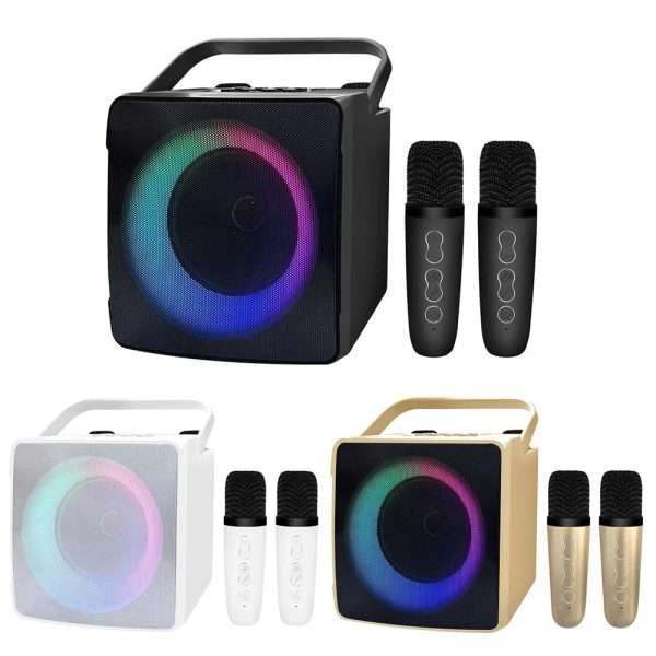 Wireless Karaoke Machine Bluetooth Music MP3 Player With Dual Wireless Microphones Adults Kids Home KTV Player