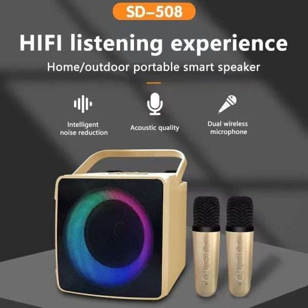 Wireless Karaoke Machine Bluetooth Music MP3 Player With Dual Wireless Microphones Adults Kids Home KTV Player - Image 2