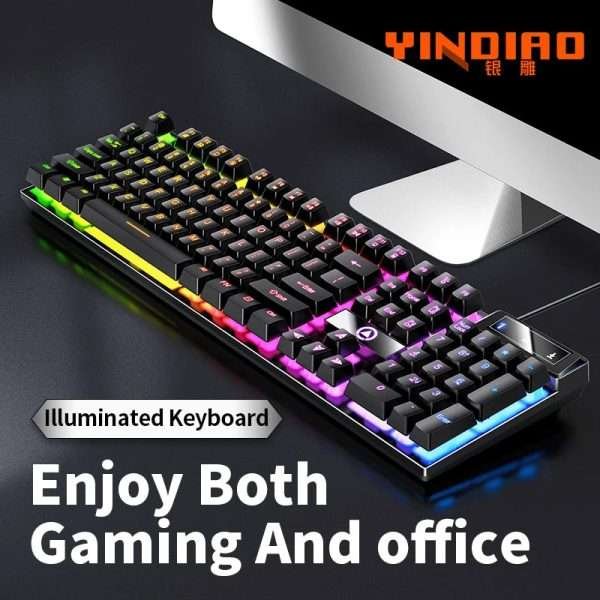 YINDIAO Keyboard Gaming Wired Laptop Desktops PC Computer Office Accessories Low Profile Gamer Keyboards With Numpad - Image 2