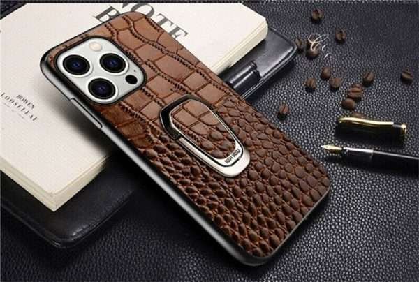 Genuine Leather Phone Case With Metal Ring Bracket For iPhone - Image 10